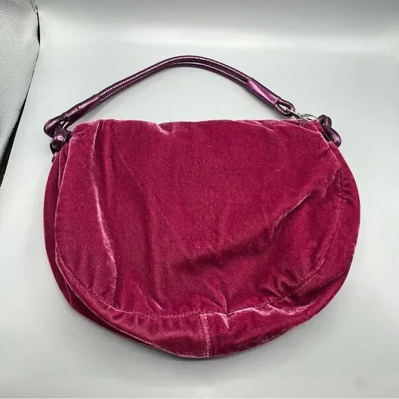 Aldo Raspberry Velvet Metallic Strap Shoulder Bag - Picture 2 of 6